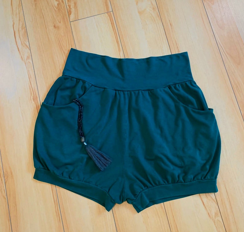 Yoga Pocket Shorts Women's Men's Pune Style yoga shorts with Pockets Deep Emerald image 1