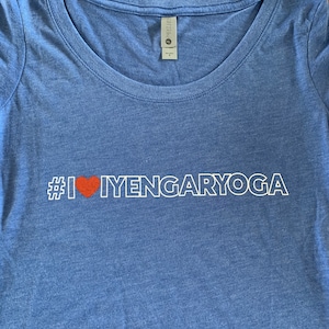 I Heart Iyengar Yoga T-Shirt, Navy and Denim Blue