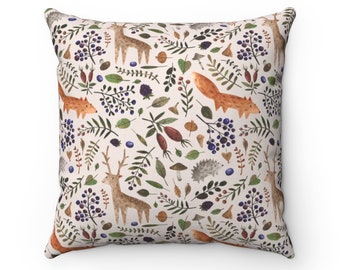 Kimique Forest Nature Teal Green and Brown Trees Patterned Throw Pillow 18x18 Multicolor Kimique Forest Nature Teal Green and Brown Trees Patterned Throw Pillow 18x18 Multicolor