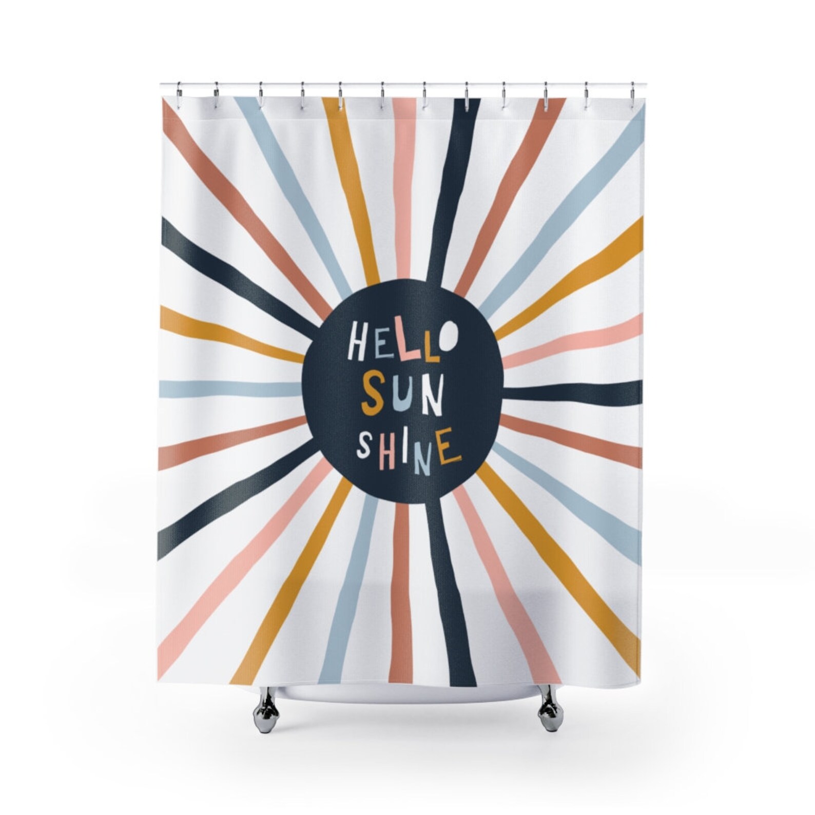 Hello Sunshine Shower Curtain Kids Shower Curtain Cute Shower Etsy