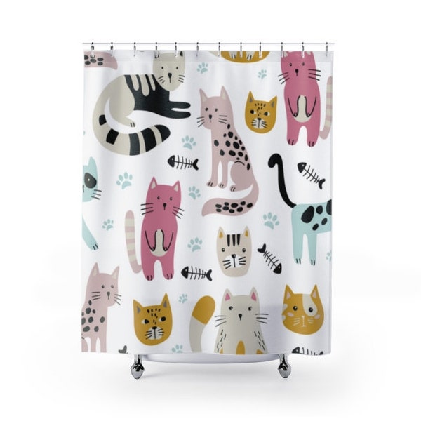 Cat Shower Curtain Etsy