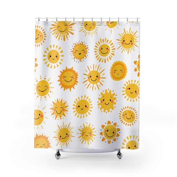 Sun Shower Curtain kids shower curtain cute shower curtain boho bathroom decor bohemian shower curtain children yellow sunshine girls boys