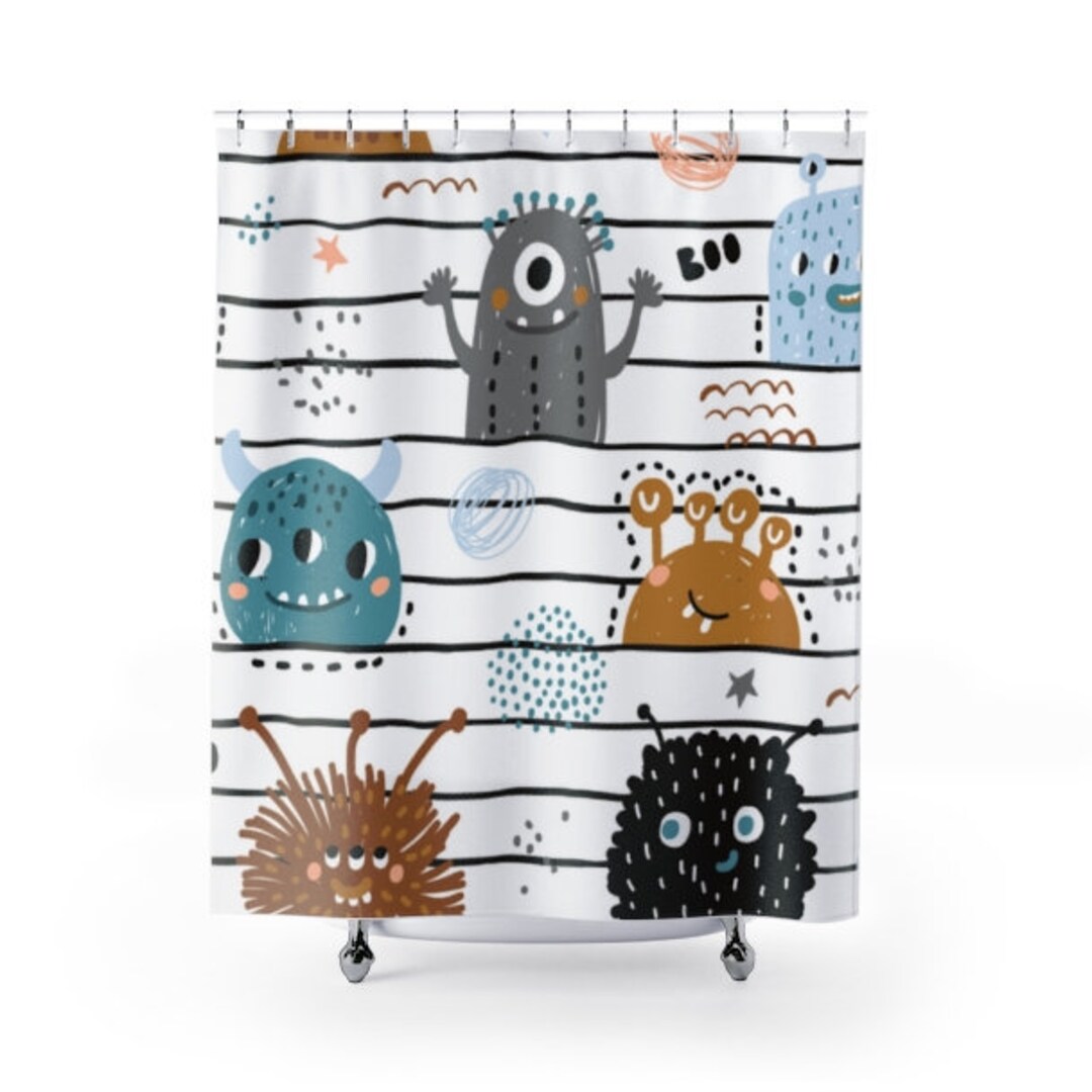 Monsters Shower Curtain Kids Shower Curtain Cute Shower Curtain Boys