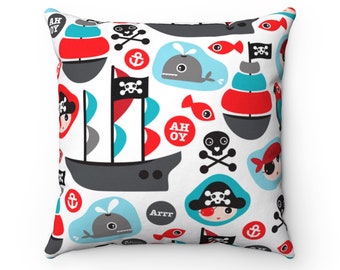 Multicolor Cute Pirate Gifts and Accessories Captain Sarcastic Funny Pirate Throw Pillow 18x18