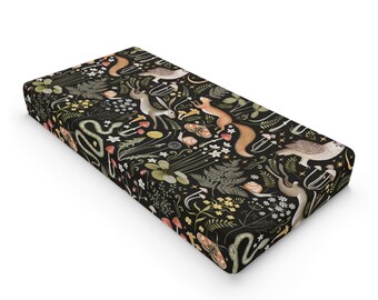 Woodland Changing Pad Cover forest animals changing table cover boys nursery decor black changing pad protective cover baby bedding