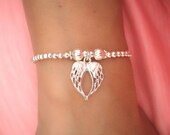 Angel wings silver stretch anklet or bracelet