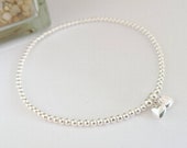 Bridal stretch sterling silver anklet, Beaded ankle bracelet, Ladies silver jewellery, Dainty and light to wear, Ladies foot bracelet