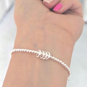 20th, 30th, 40th, 50th , 60th , 70th, 80th or 90th Sterling Silver Birthday Bracelet for Milestone Birthday&#39;s