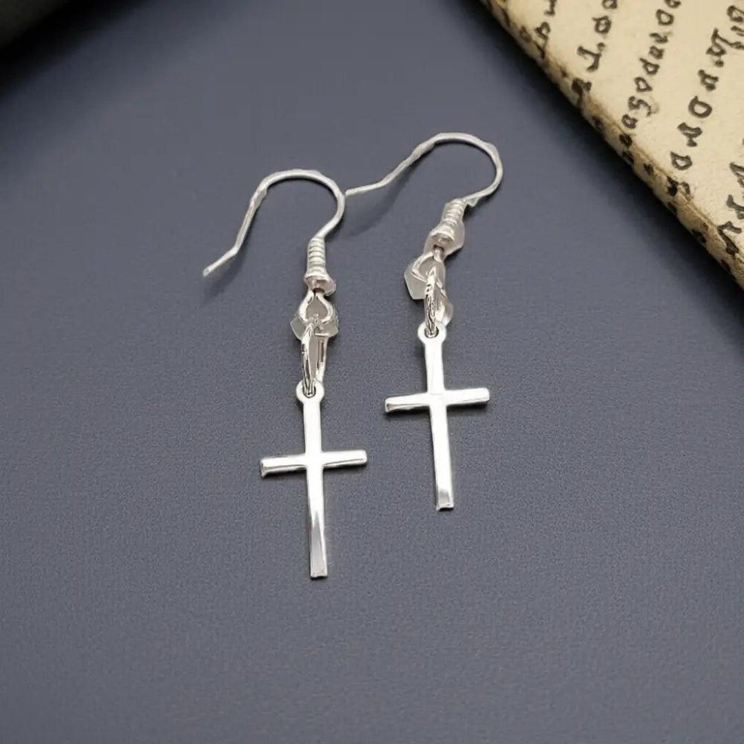 Elli Orecchini Pendenti Croce in Argento Sterling 925 Placcato Oro