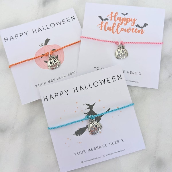 Halloween Kids Personalised Bracelet | Adults & Kids Halloween Gift | Kids Pumpkin Gift | Halloween Present | FREE Personalised Message Card