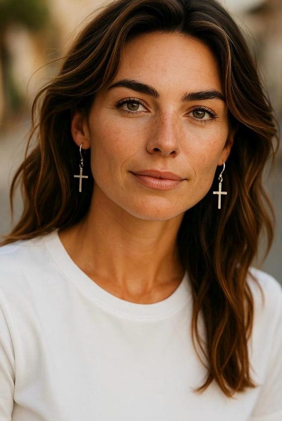 Orecchini pendenti con nappa lunga croce in argento Sterling