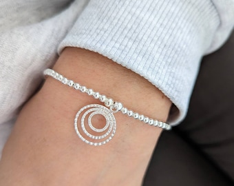 30th Birthday Milestone Bracelet: Sterling Silver Three Ring Charm