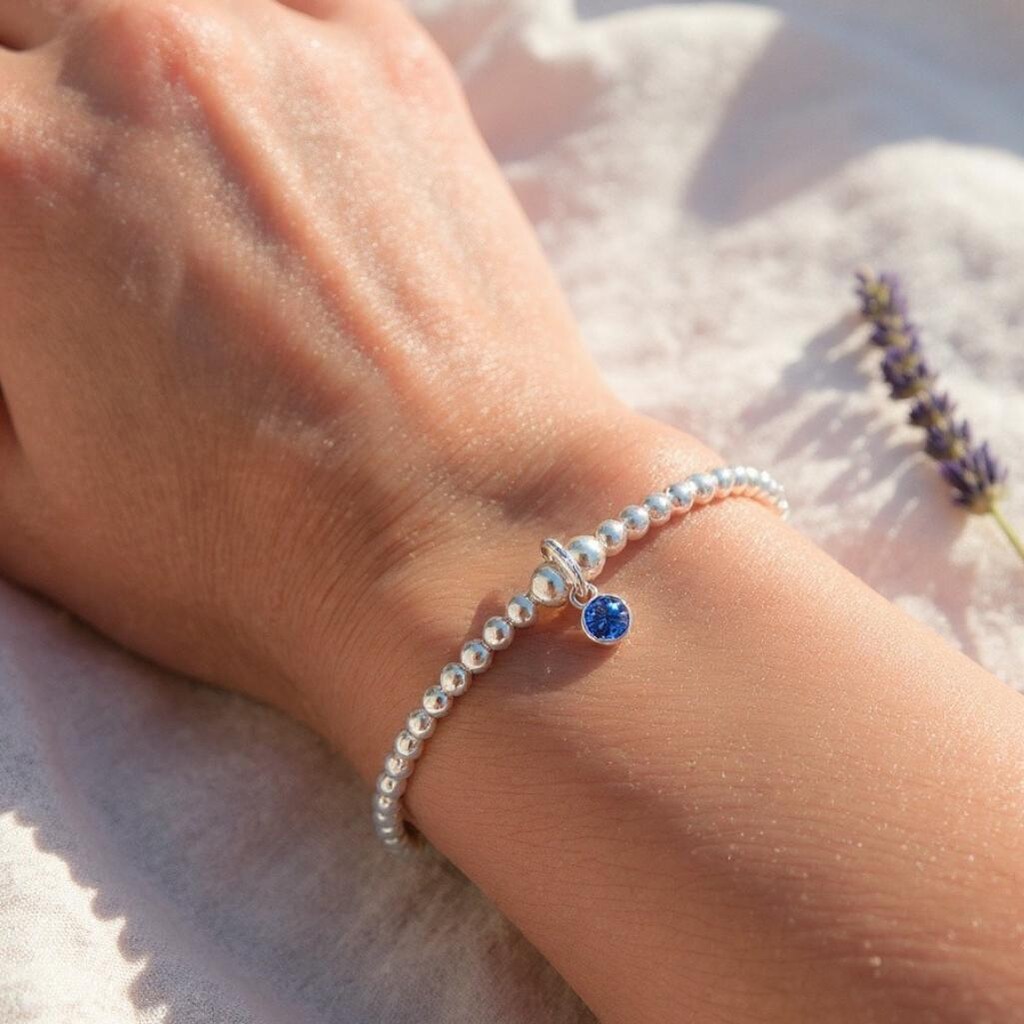 Bracciale Argento 925 Con Zaffiro Rosa Creato – Pietra Portafortuna Settembre – Catena Regolabile 17+3cm, Regalo Donna