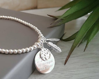 Sterling Silver Family Tree Of Life Stretch Beaded Bracelet | Gifts For Her | Gifts For Mum | Jewellery Gifts For Women And Ladies