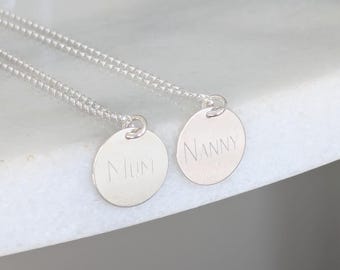 Mama oder Nanny Halskette mit Gravur Charm - Sterling Silber