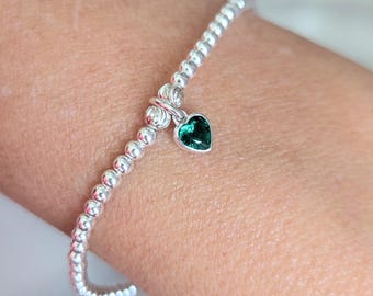 May Birthstone Bracelet: Heart Emerald Birthstone