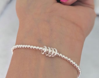 20th | 30th | 40th | 50th | 60th | 70th or 80th Sterling Silver Birthday Bracelet | Birthday Gifts For Her | FREE Personalised Message Card