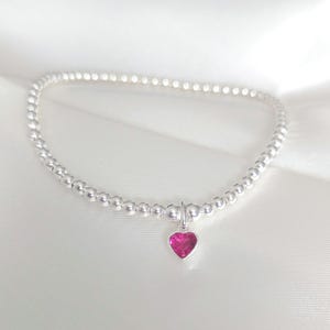 Sterling Silver July Ruby Birthstone Bracelet
