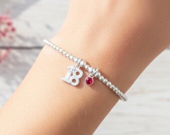 18th Birthday Bracelet with Optional Birthstone: 18th Gift for Her