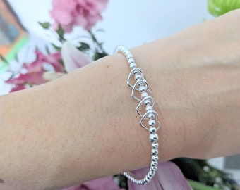 20th | 30th | 40th | 50th | 60th | 70th | 80th | Sterling Silver Hearts Birthday  Bracelet | Birthday Gifts | FREE Personalised Message Card