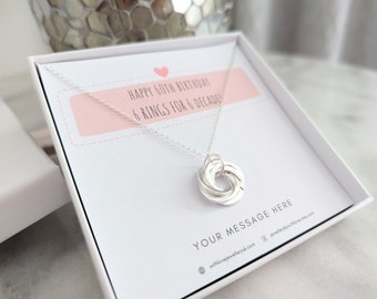 Sterling Silver 60th Birthday Necklace | Birthday Gift for Women and Ladies | Birthday Gift for Mum | FREE Personalised Message Card