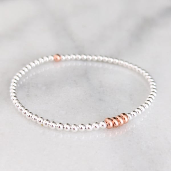 Sterling Silver Decade Bracelet • 3mm Beaded Milestone Birthday Gift Boxed