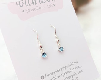 Sterling Silver March Birthstone Earrings | Jewellery Gifts For Her | Gifts For Women and Ladies | March Birthday Gifts