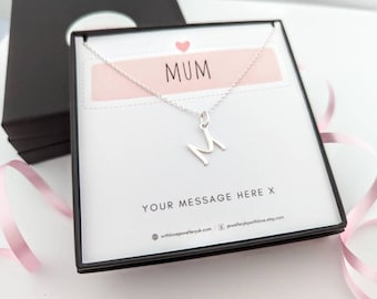 Mum Initial Necklace | Mothers Day Gift | Birthday Gift For Mum | FREE Personalised Message Card