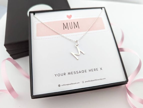 Mum Initial Necklace Mothers Day Gift Birthday Gift for Mum FREE