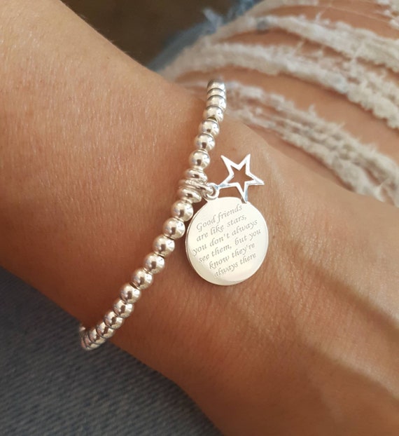 Sterling Silver Friendship Bracelet Good Friends Are Like Stars Friend Bracelet Special Friend FREE Personalised Message Card Etsy Canada