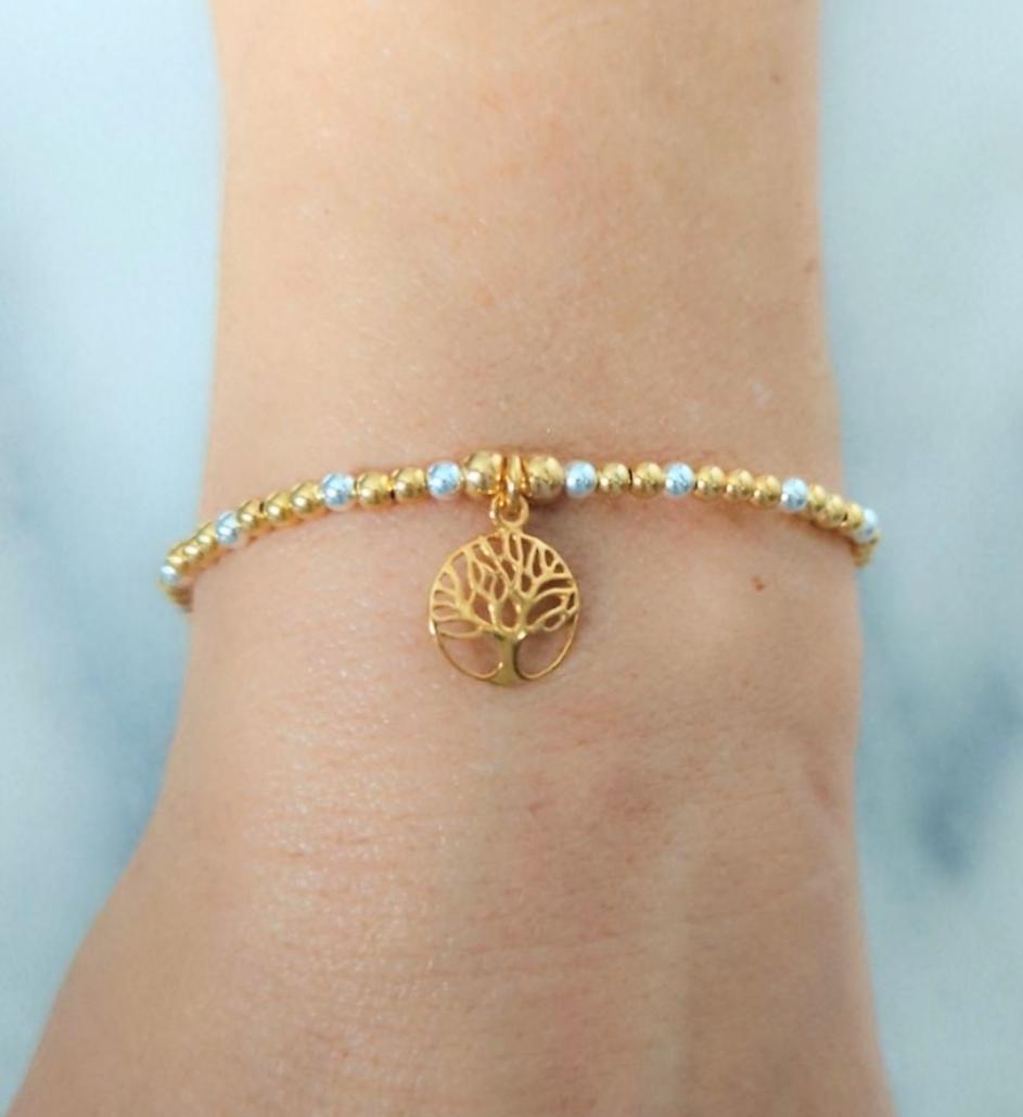 9ct Gold Bead Stretch Bangles UK