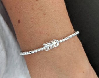 20 | 30 | 40e | 50e | 60e | Bracelet d'anniversaire en argent sterling pour les 70e ou 80e ans | Cadeaux d'anniversaire pour elle | Carte de message personnalisée GRATUITE