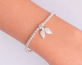 Sterling Silver Angel Wings Beaded Bracelet: Memorial Jewelry