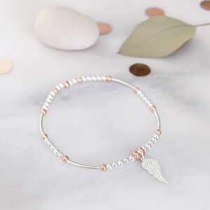 Pulsera de alas de ángel de plata esterlina imagen 4