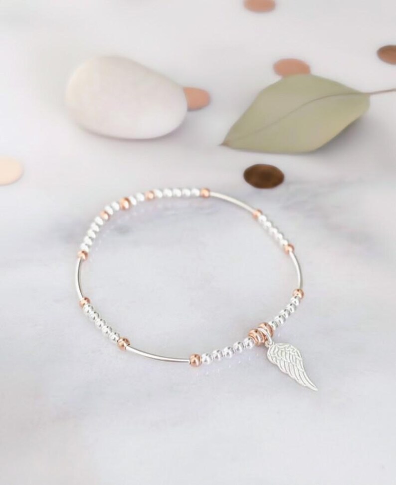Pulsera de alas de ángel de plata esterlina imagen 4