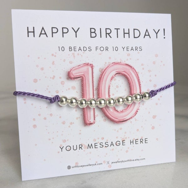 Kids 5th, 6th, 7th, 8th, 9th, 10th, 11th, 12th & 13th Birthday Bracelet | Kids Personalised Gift | Personalised Kids Bracelet |