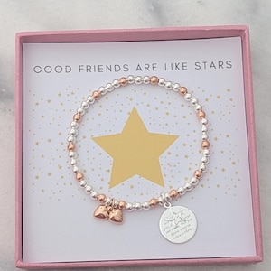 Sterling Silber Armband 'Gute Freunde sind wie Sterne' | Freundschafts Armband | KOSTENLOSE Nachrichtenkarte