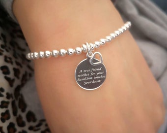 Sterling Silver True Friend Bracelet | Birthday Gift for Women and Friend | Special Gift for Women | Friendship Bracelet