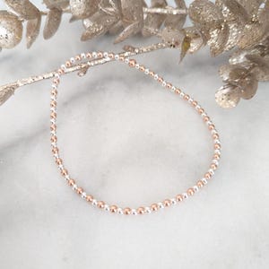 Rose Gold Vermeil Sterling Silver Beaded Anklet: Stretch Fit