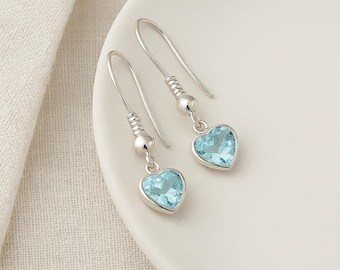 Orecchini a bottone in argento sterling con acquamarina – Orecchini con pietra portafortuna di marzo - Italia