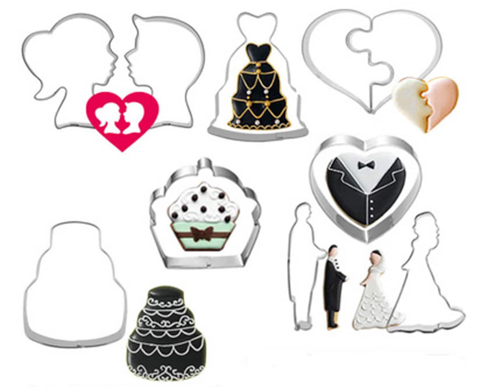 10pcs/set Wedding Cookie Cutter Heart Groom Bride Wedding Etsy
