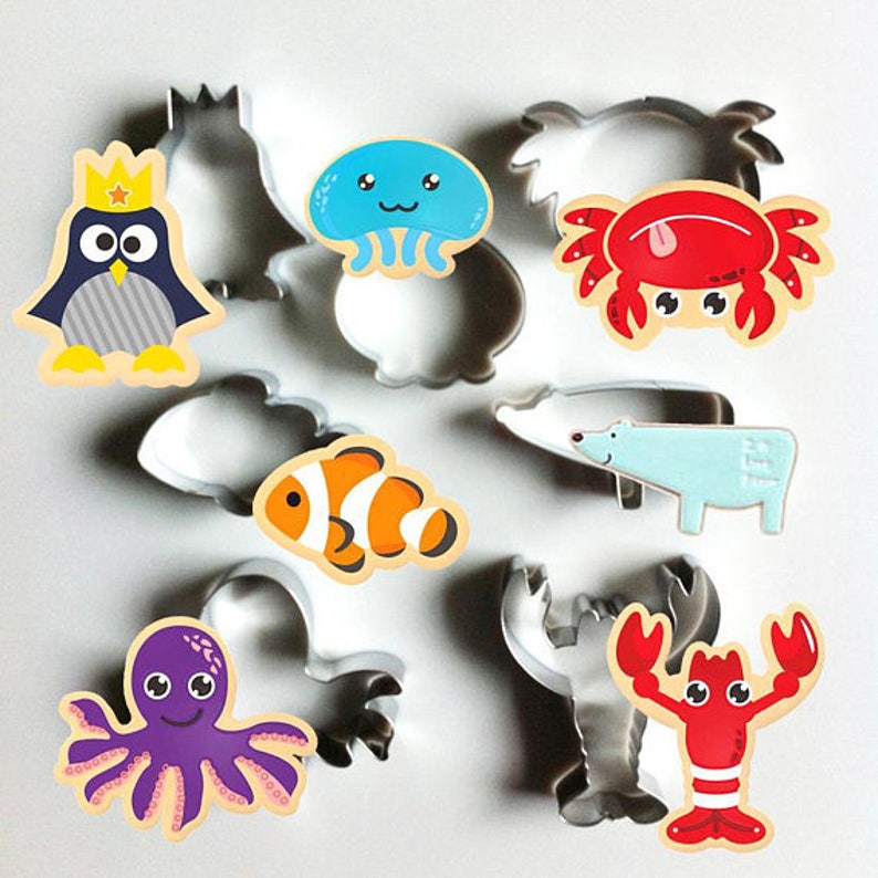 Penguin Cookie Cutter Octopus Cutter Clownfish Cutter Crab Cutter Fondant Mold Jellyfish Cutter Polar Bear Cutter Lobster Cutter