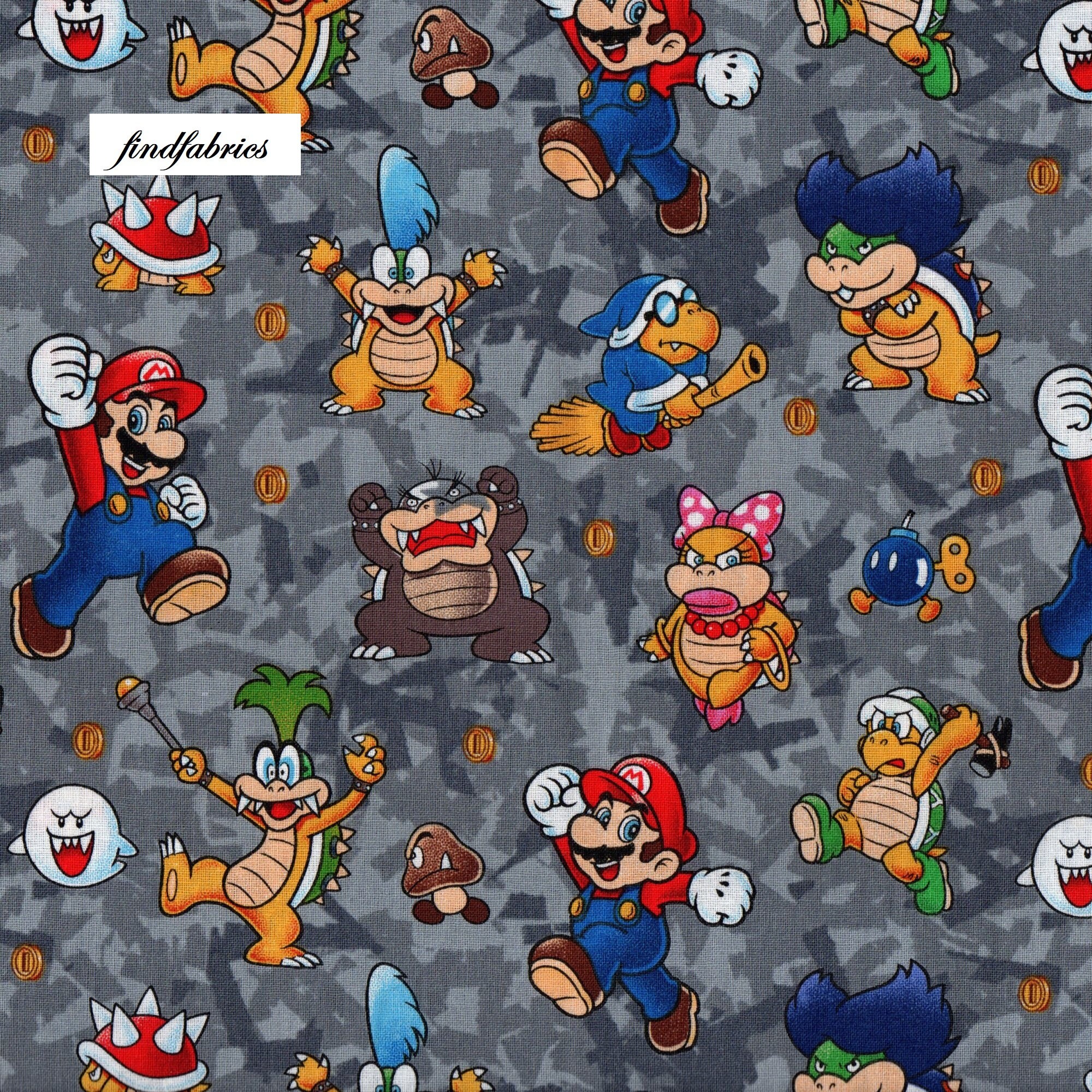 Nintendo Super Mario en tissus de fond gris pour quilting Etsy