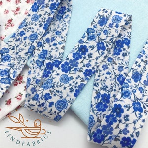 30mm & 25 mm Blueberry Blue Handmade Bias Binding Tape LAWN Fabric ~ Quilter&#39;s Bias