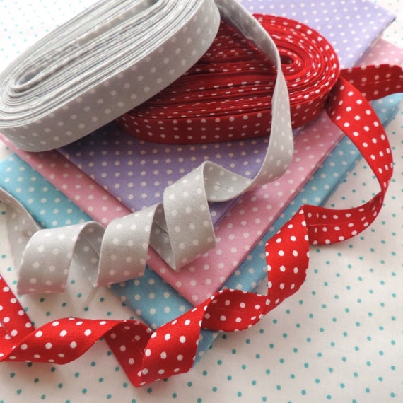 SPOTTY SPOT POLKA DOT COTTON BIAS BINDING TAPE BY METRE 18MM SEWING CRAFTS