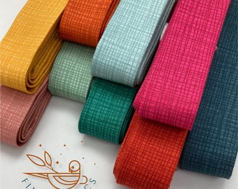 Linea Cross Lines ~ Handmade Bias Binding ~ Available 25mm / 30mm  Various Folds ~ Spectrum Brights Colours Using Makower Fabric