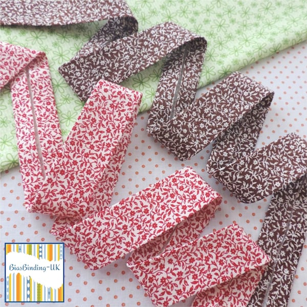 Vintage Floral Bias Binding: Handmade Quilter's Tape, 30mm