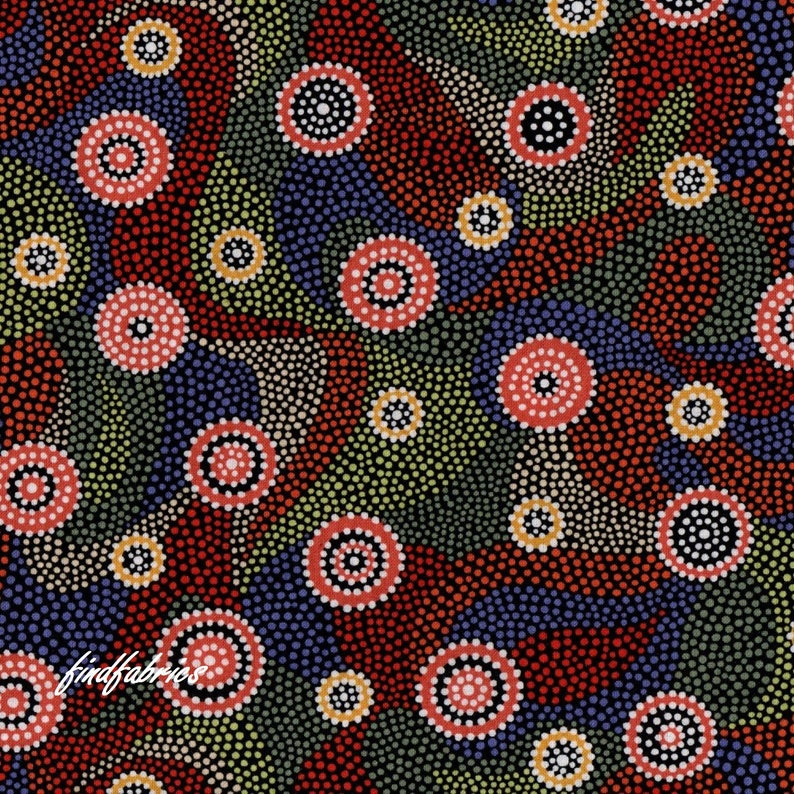 Women Dreaming Black Australian Aboriginal Fabric Patchwork Quilting Craft FQ