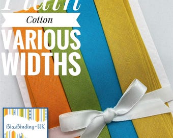 50mm / 2in Plain Handmade Bias Binding ~ Various Folds ~ Spectrum Plain Colours   Price per Metre