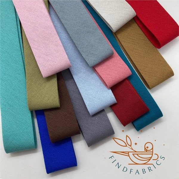 Extra Wide Plain Natural Linen/Cotton Mix - Handmade Bias Binding Available in 30mm / 1.1/4in ~ 40mm / 1.5in ~ 50mm / 2in